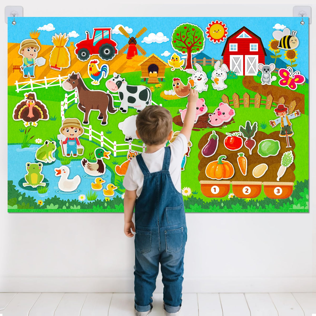 Peacurh Toddler Storytelling Playset suits floor, table, or wall setups