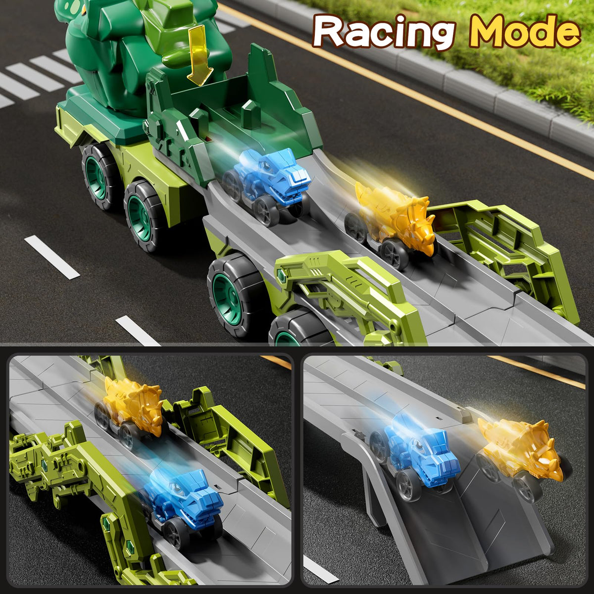 PEADUCK foldable dino track design sparks creative racing setups