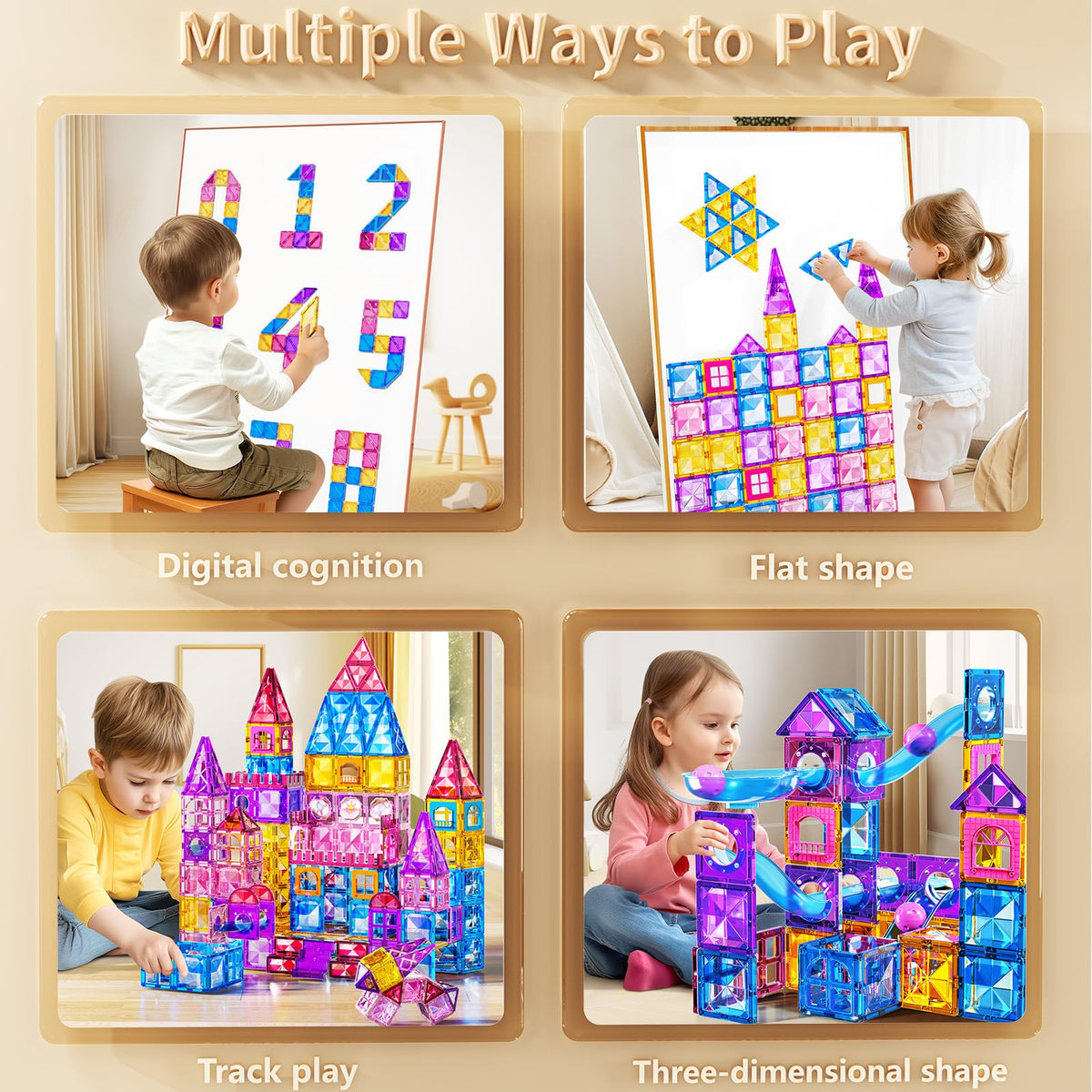 PEADUCK non-toxic magnetic tiles compatible with other brands for expanded play