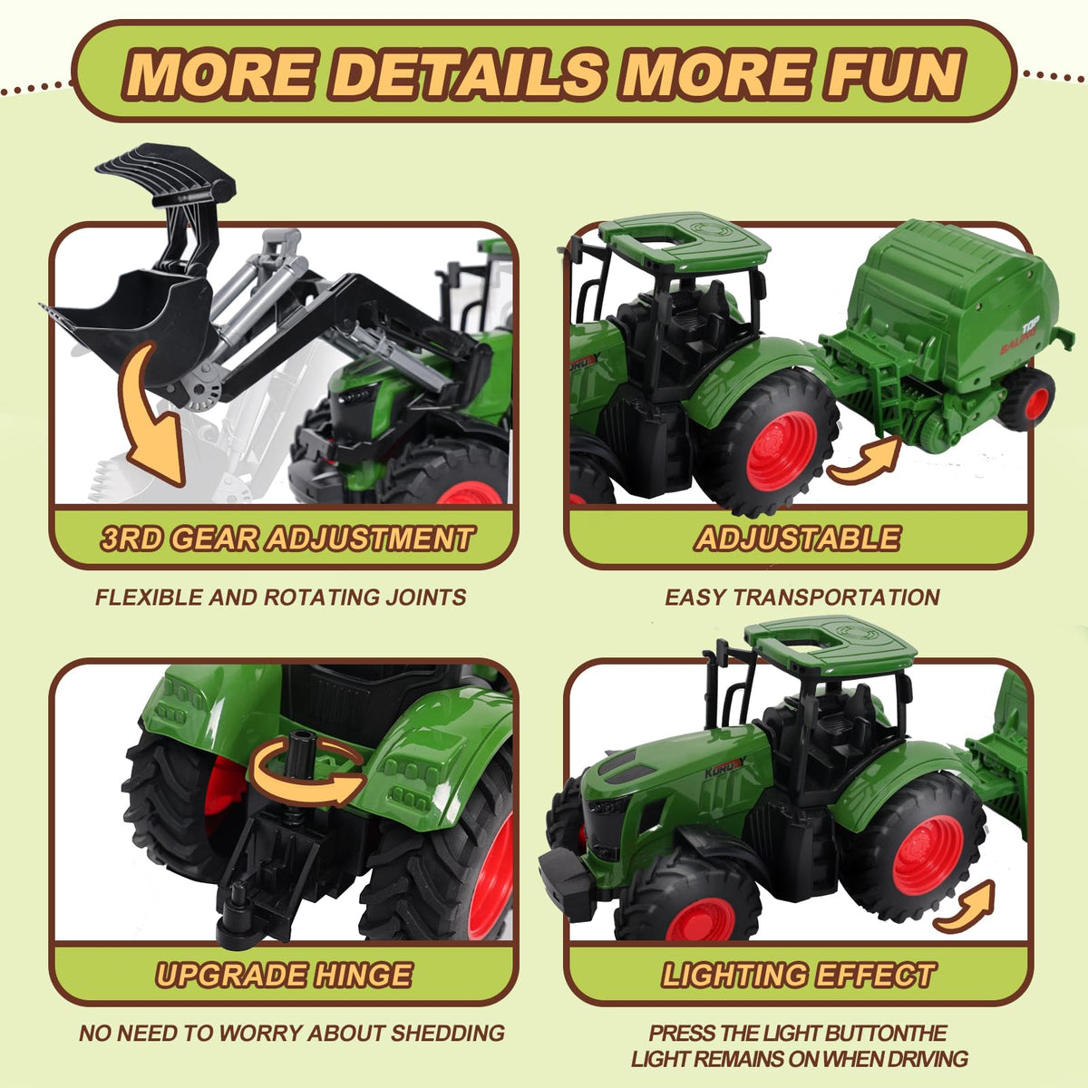 Peagprav farm tractor toys barn and farm tools for interactive storytelling