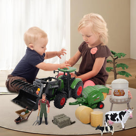 Peagprav farm tractor toys tree playset to build scene variety