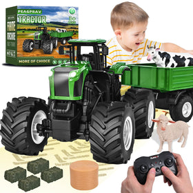 Peagprav remote control tractor 23.6-inch scale for big farm play and easy handling