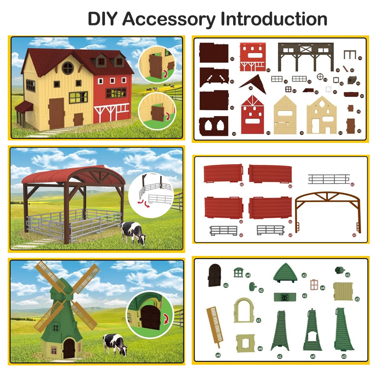 Peagprav windmill-and-fence scene invites open-ended farming scenarios and storytelling.