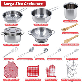 PEAINBOX stainless steel pots with lids and riveted handles for durable play