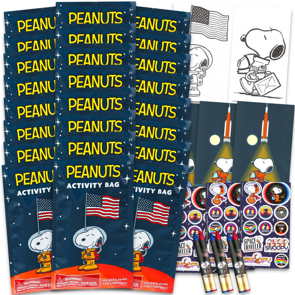 Peanuts Charlie Brown mini party favors set packaging view, ideal for quick gift bag assembly