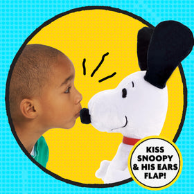 Peanuts Snoopy Happy Dance plush nose boop triggers giggles.