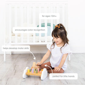 Pearhead hammer bench color pegs support color recognition and counting.