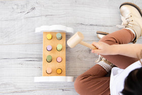 Pearhead hammer bench smooth edges promote safe, worry-free play.