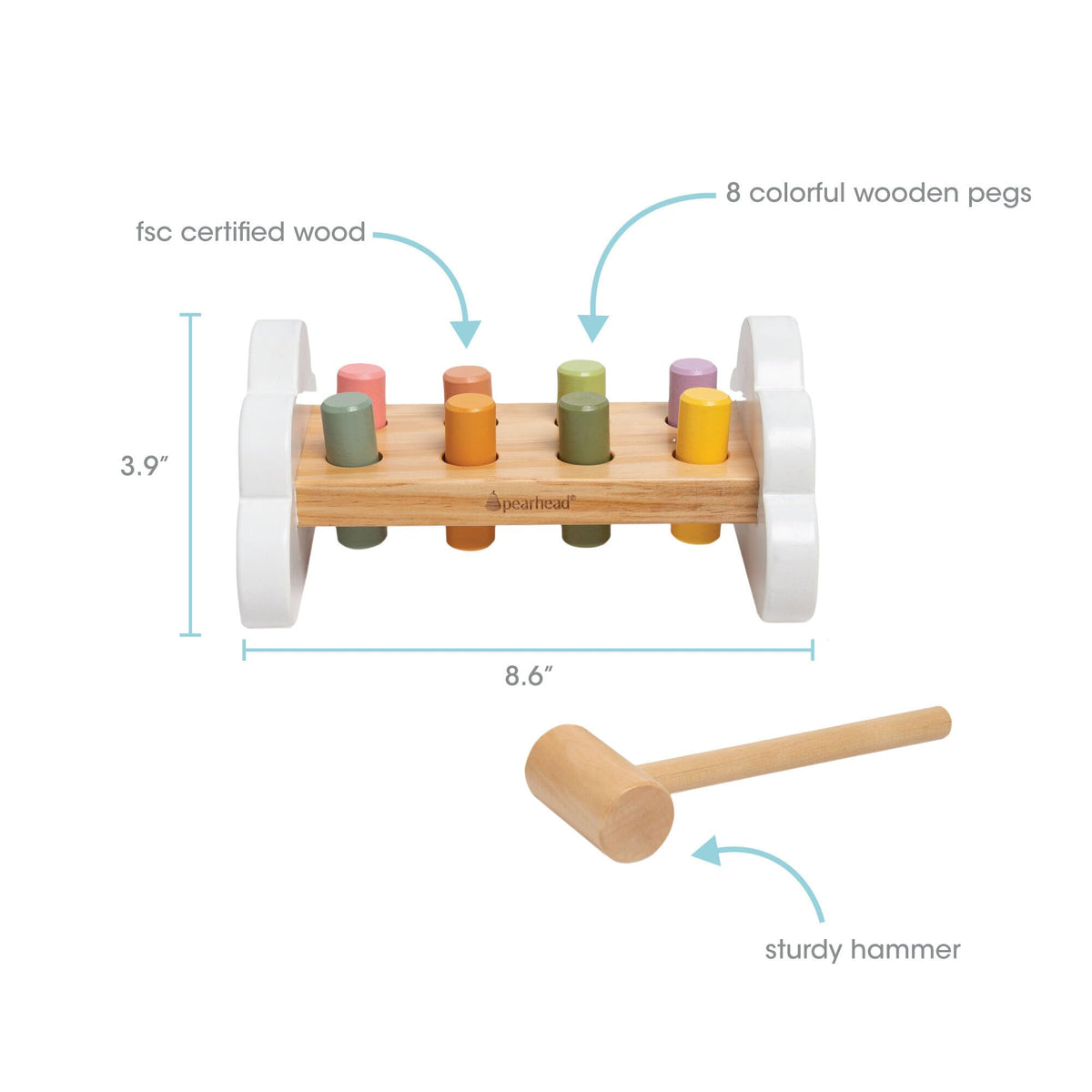 Pearhead hammer bench wooden mallet is easy for little hands.