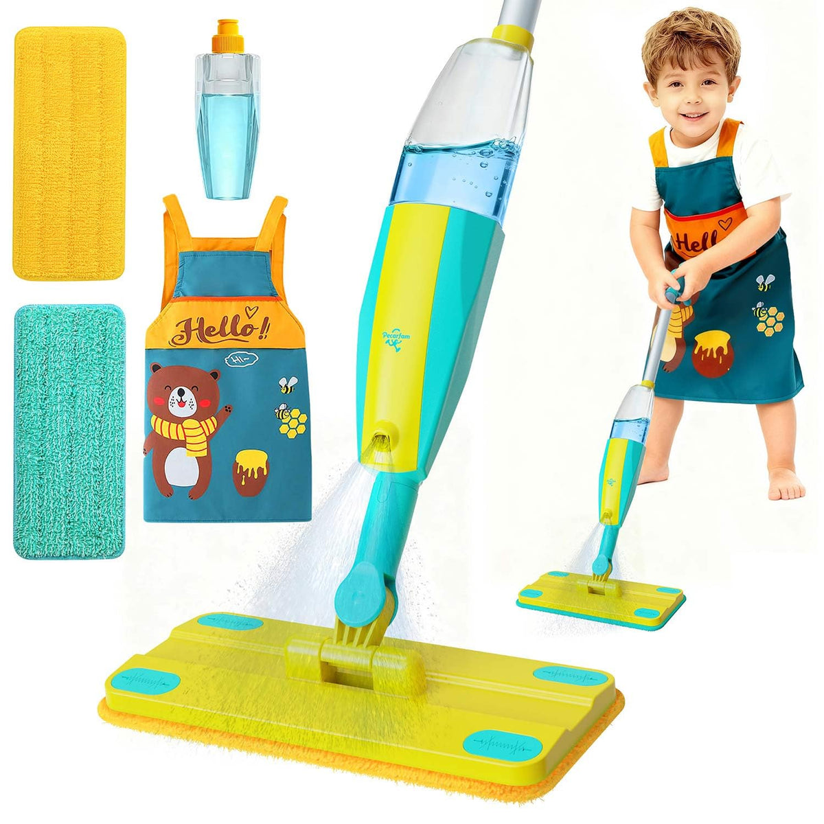 Pecarfam kids spray mop handle shown for pretend cleaning play