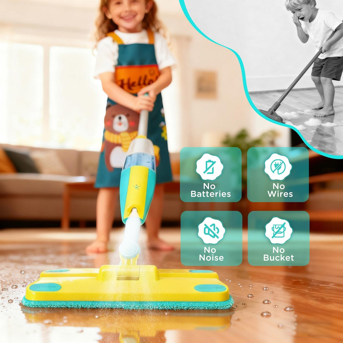 Pecarfam blue ultra-fine mop pad ready for quick pretend cleanups