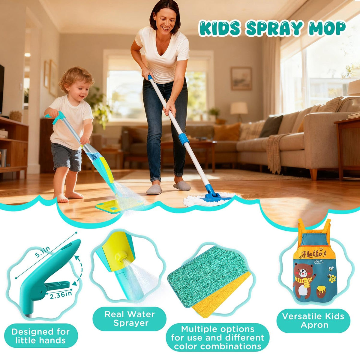 Pecarfam toddler apron keeps clothes clean during cleanup play