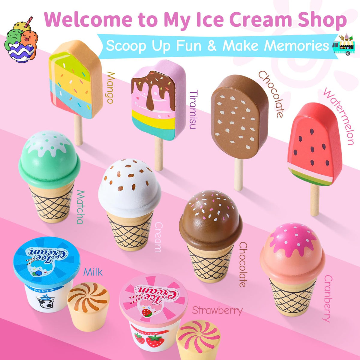 Peccvon wooden menu image helps kids take orders and practice communication.