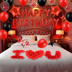 Peconal red artificial rose petals add romantic accents to tables and floors.