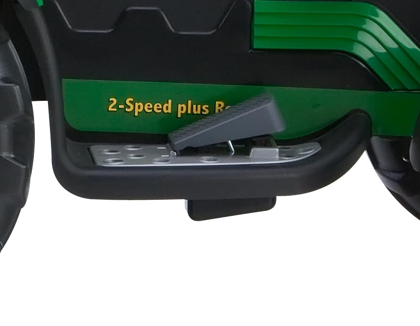 Peg Perego John Deere Ground Loader includes 12-volt battery and charger for ready-to-play sessions.