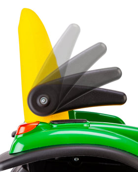 Peg Perego John Deere Ground Loader adjustable-seat feature supports comfortable kid ride.