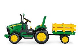 Peg Perego John Deere tractor windshield highlights realistic driving fun for children.
