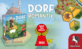 Dorfromantik tiles in play by Pegasus Spiele, showcasing cooperative strategy and peaceful collaboration.