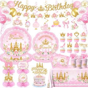 Peghoqu banner Happy Birthday creates festive princess party mood.