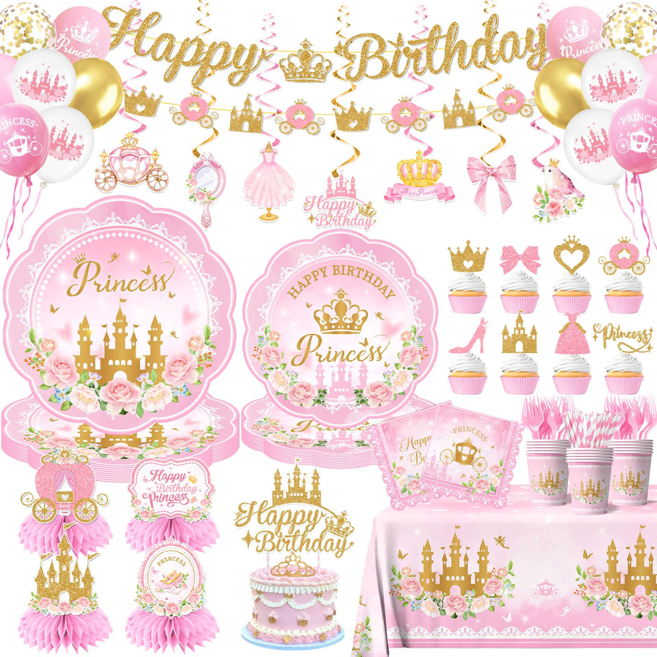 Peghoqu banner Happy Birthday creates festive princess party mood.