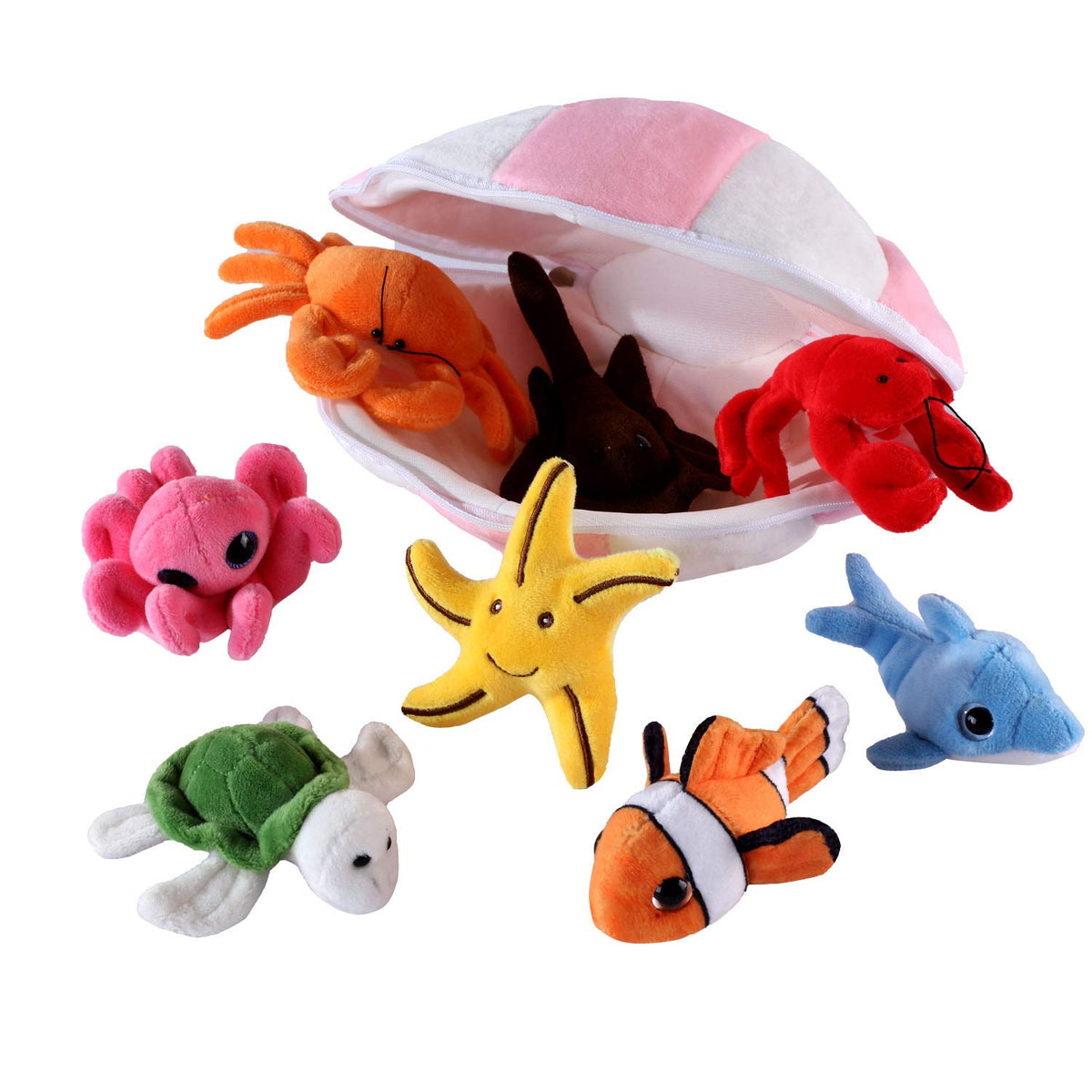 PELATOS plush ocean turtle resting near the shell house, ideal for cozy play and easy storage.