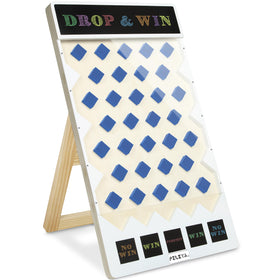 Peleya Prize Drop Disc Game wood front view showcasing the sturdy frame for crowd engagement