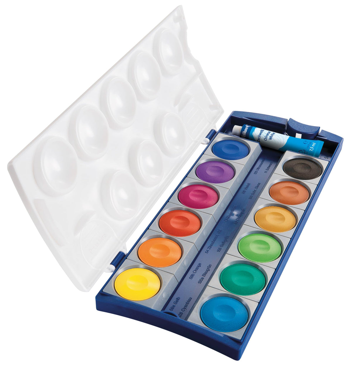 Pelikan opaque watercolor set with vibrant colors and white tube for rich layering