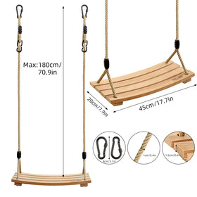 PELLOR wood tree swing metal rings detail highlights sturdy hardware.