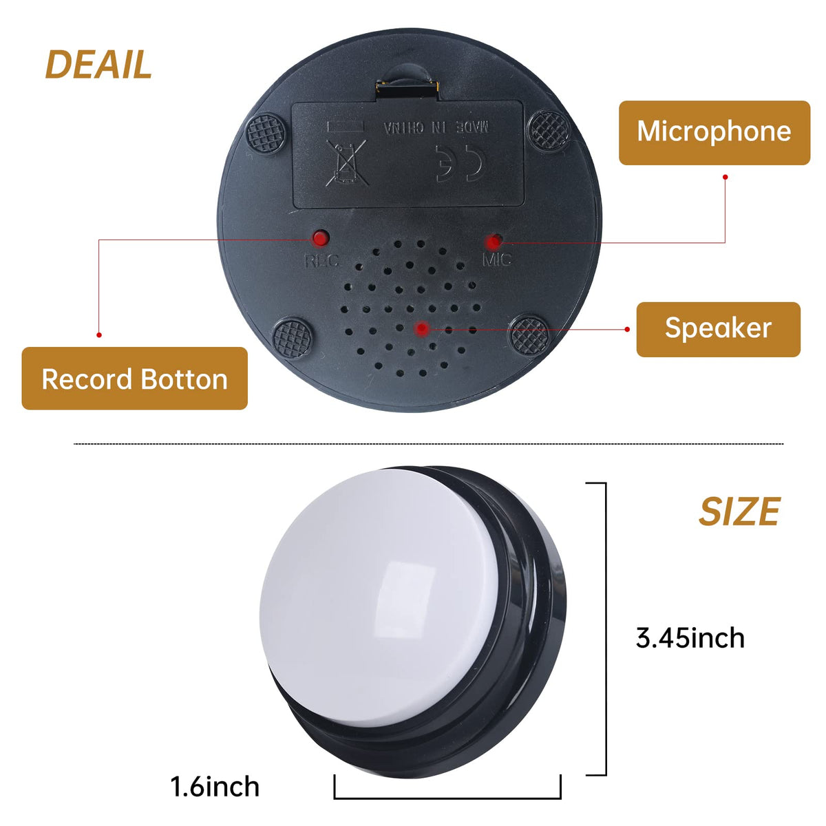 PELTEFLU Voice Button battery compartment shows easy swap and upkeep