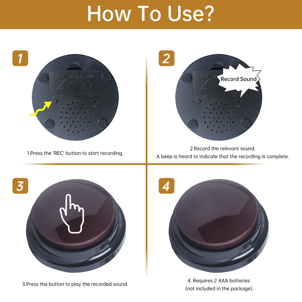 PELTEFLU Voice Button recording action highlights 30-second playback