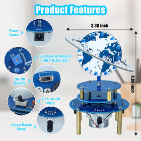PEMENOL 360-degree rotation motor powers the globe for a futuristic display.