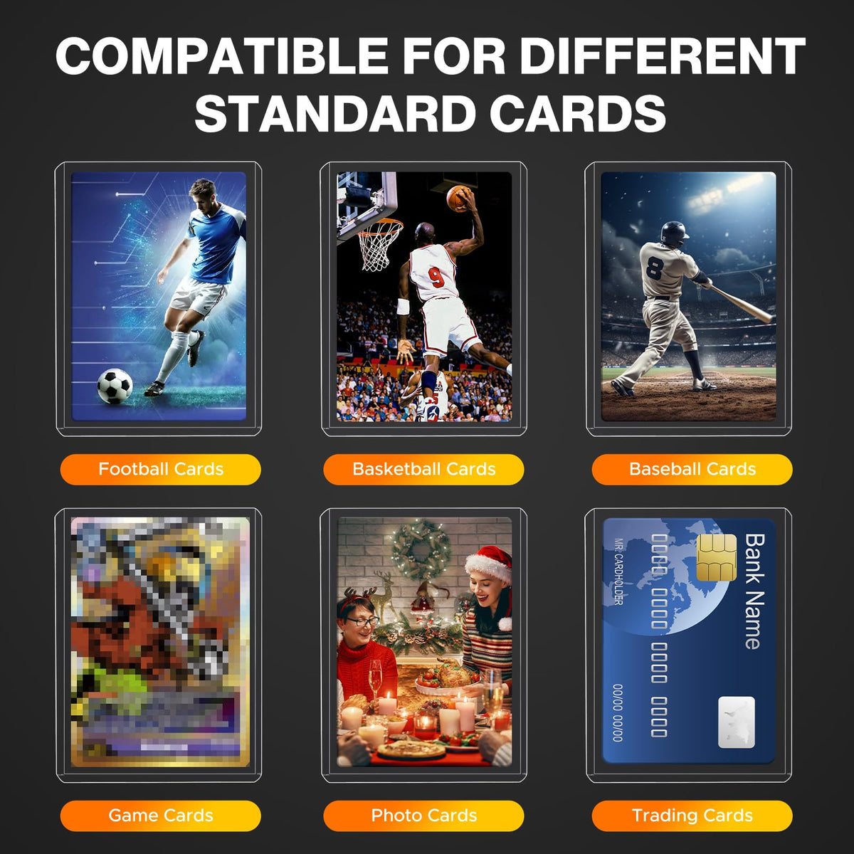 Pemocyny rigid, thick plastic toploaders help preserve card shape during storage.