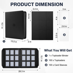 Pemocyny binder includes 100 toploaders for immediate card protection.