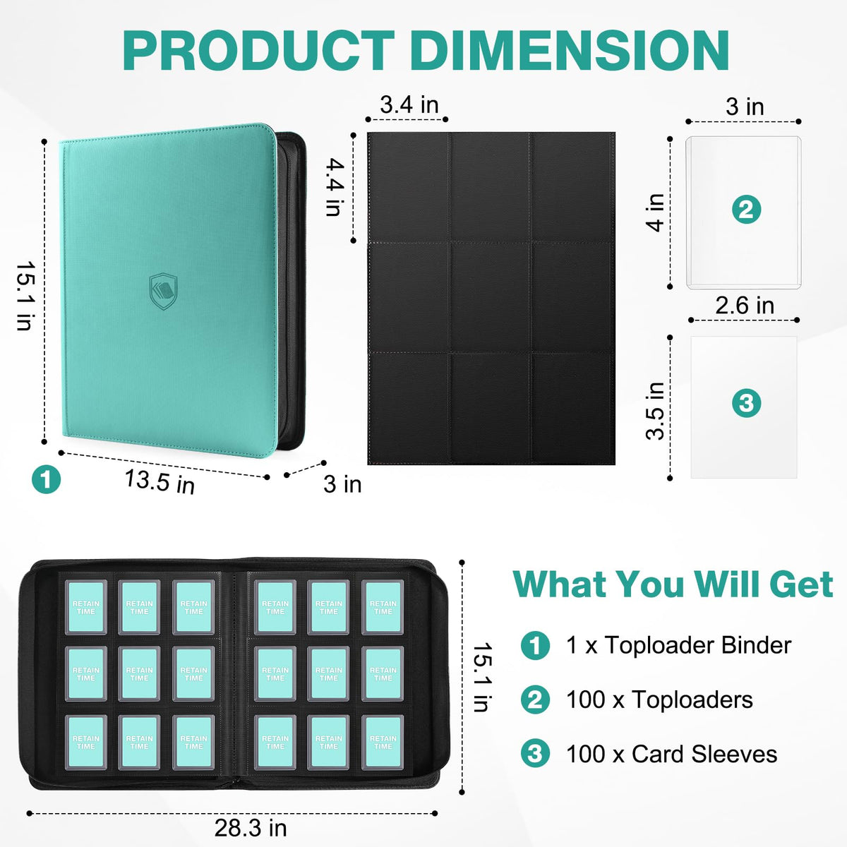 Pemocyny binder includes 100 top loaders for immediate protection