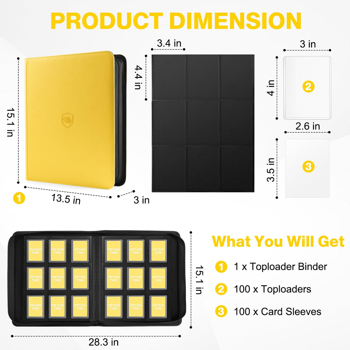 Pemocyny binder with 9-pocket PU cover protects cards while staying lightweight.