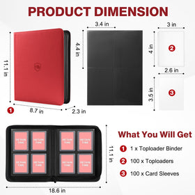 Pemocyny binder includes 100 top loaders for immediate protection.