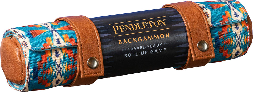 Pendleton backgammon canvas board for travel-friendly play.