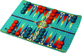 Pendleton backgammon roll-up design enables easy campsite packing.