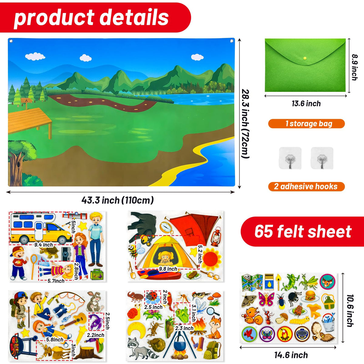 Pengfull 65 felt pieces for camping scenes fuel imaginative play.
