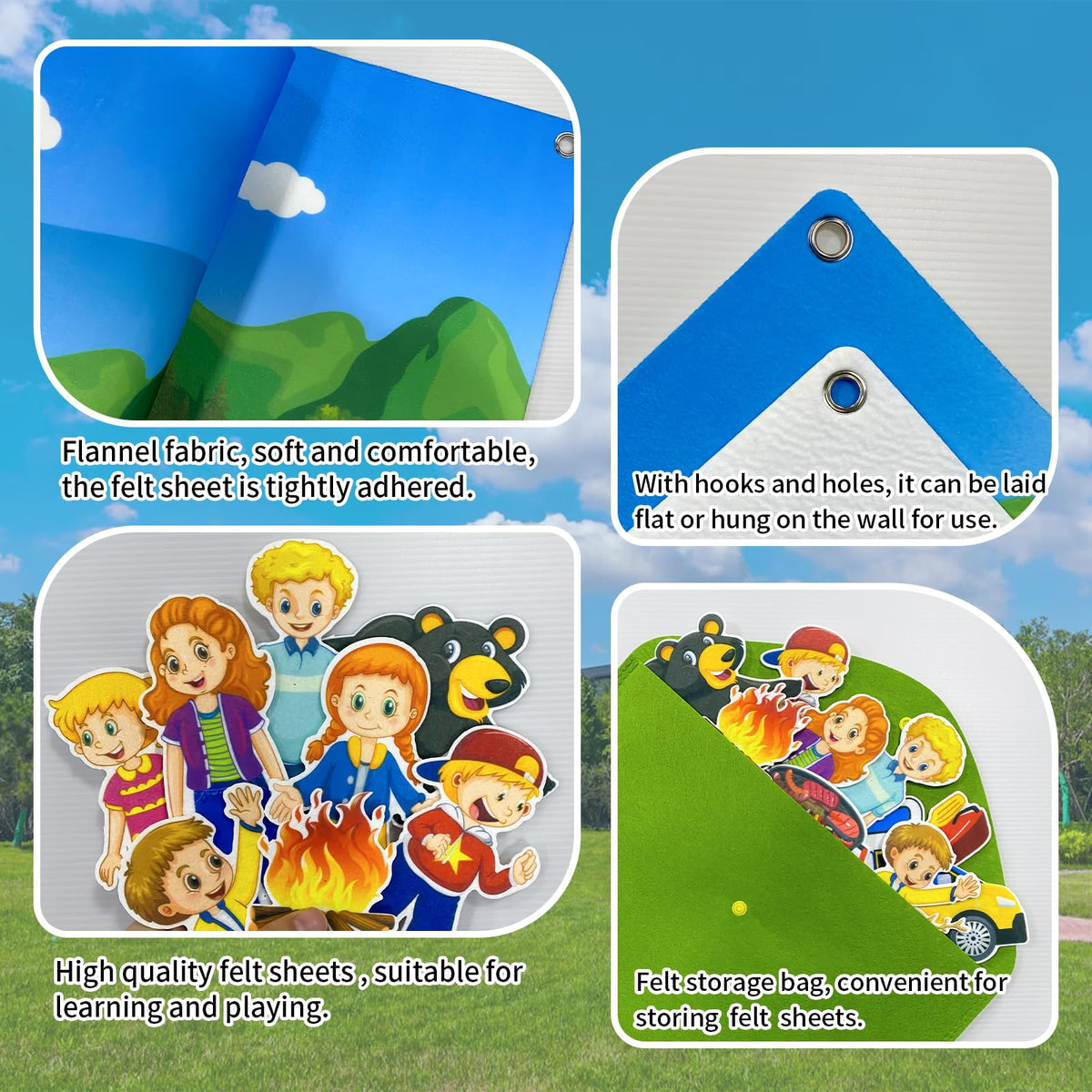 Pengfull flannel surface with clear printing for vibrant, mess-free storytelling.