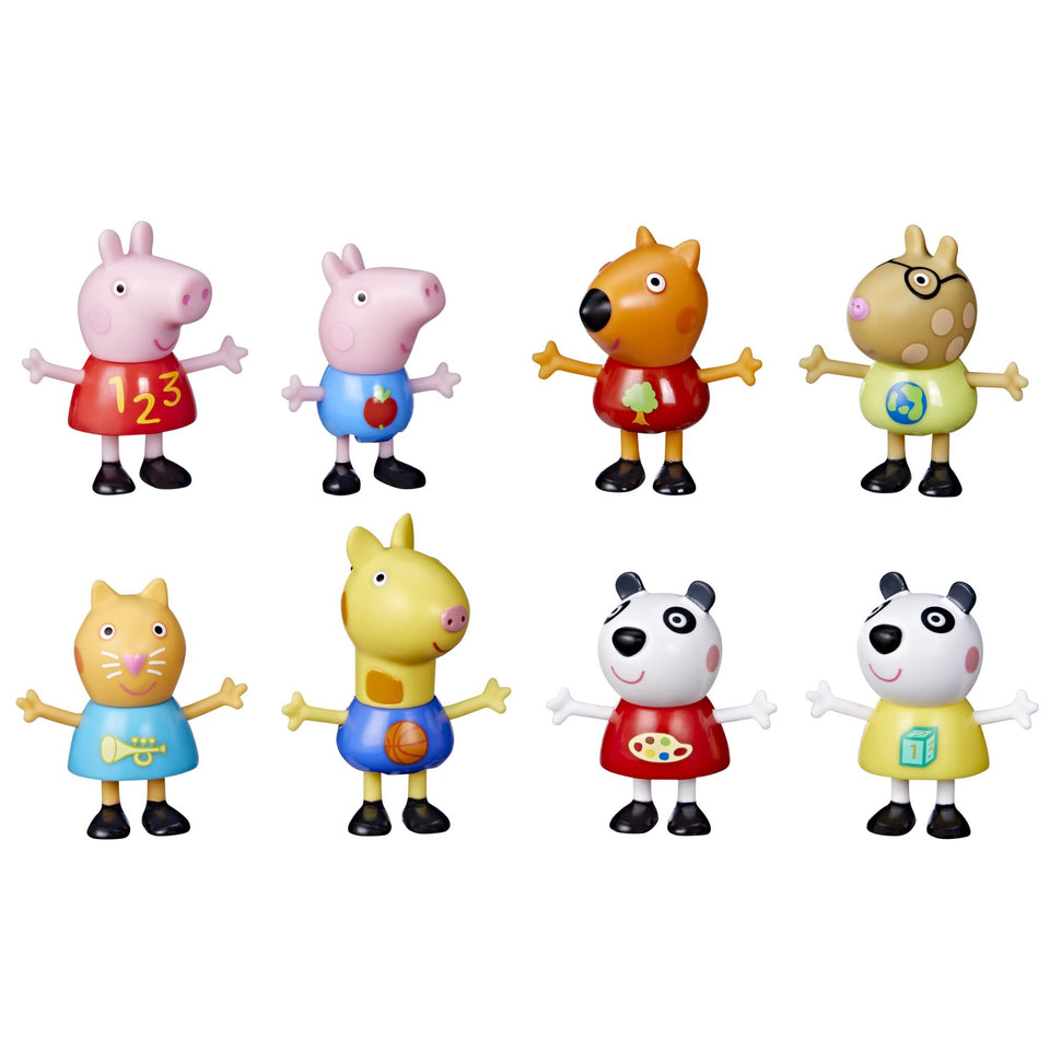 Peppa Pig 8-pack figures for imaginative classroom play and storytelling.