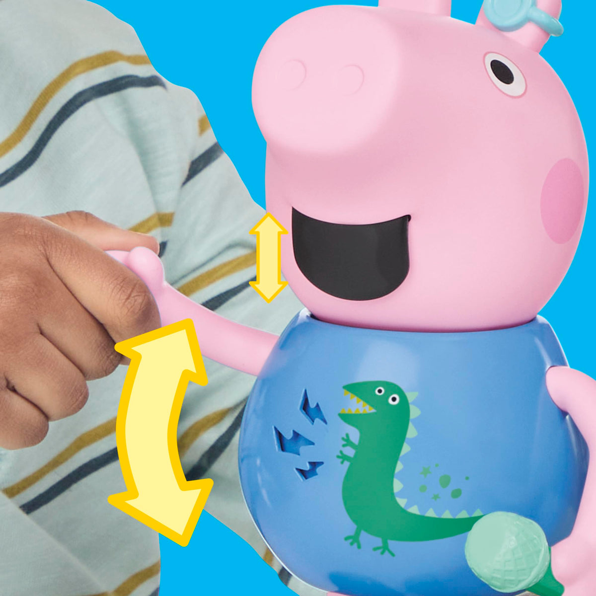 Peppa Pig George jumping in muddy puddles for splash sounds.