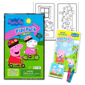 Peppa Pig grab-n-go packs with coloring pages and stickers for quick activities.