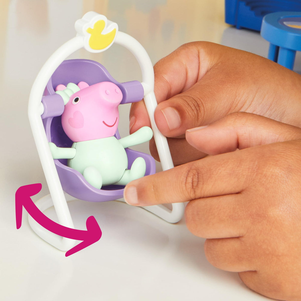 Peppa Pig kitchen fridge opens for interactive pretend cooking.