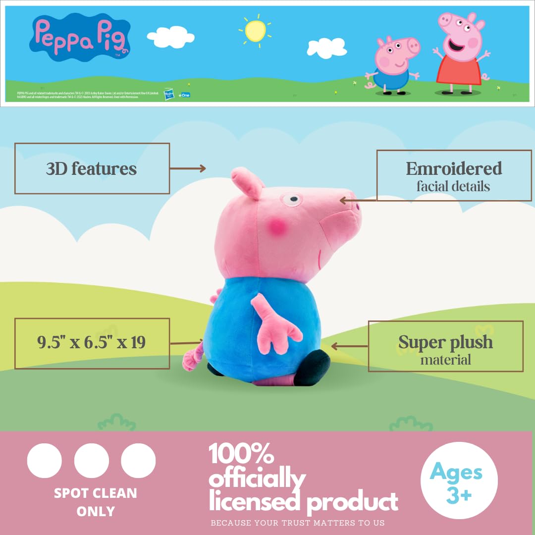 Official Peppa Pig George cuddle pillow, perfect for naptime comfort and companionship.