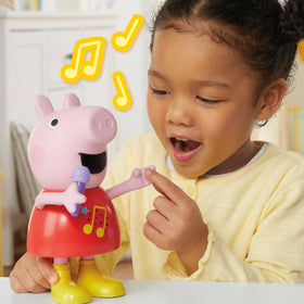 Peppa Pig Talk & Sing Peppa Doll arm movement triggers mouth motion for dialogue.