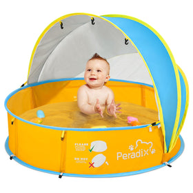 Peradix baby beach tent setup with quick shade for play