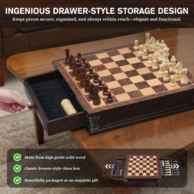 Peradix chess pieces compartments prevent clattering during games