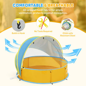 Peradix infant sun shelter with UV canopy protects delicate skin