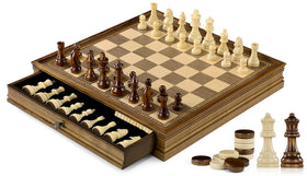 Peradix magnetic chess board in walnut wood for stable play on any surface.